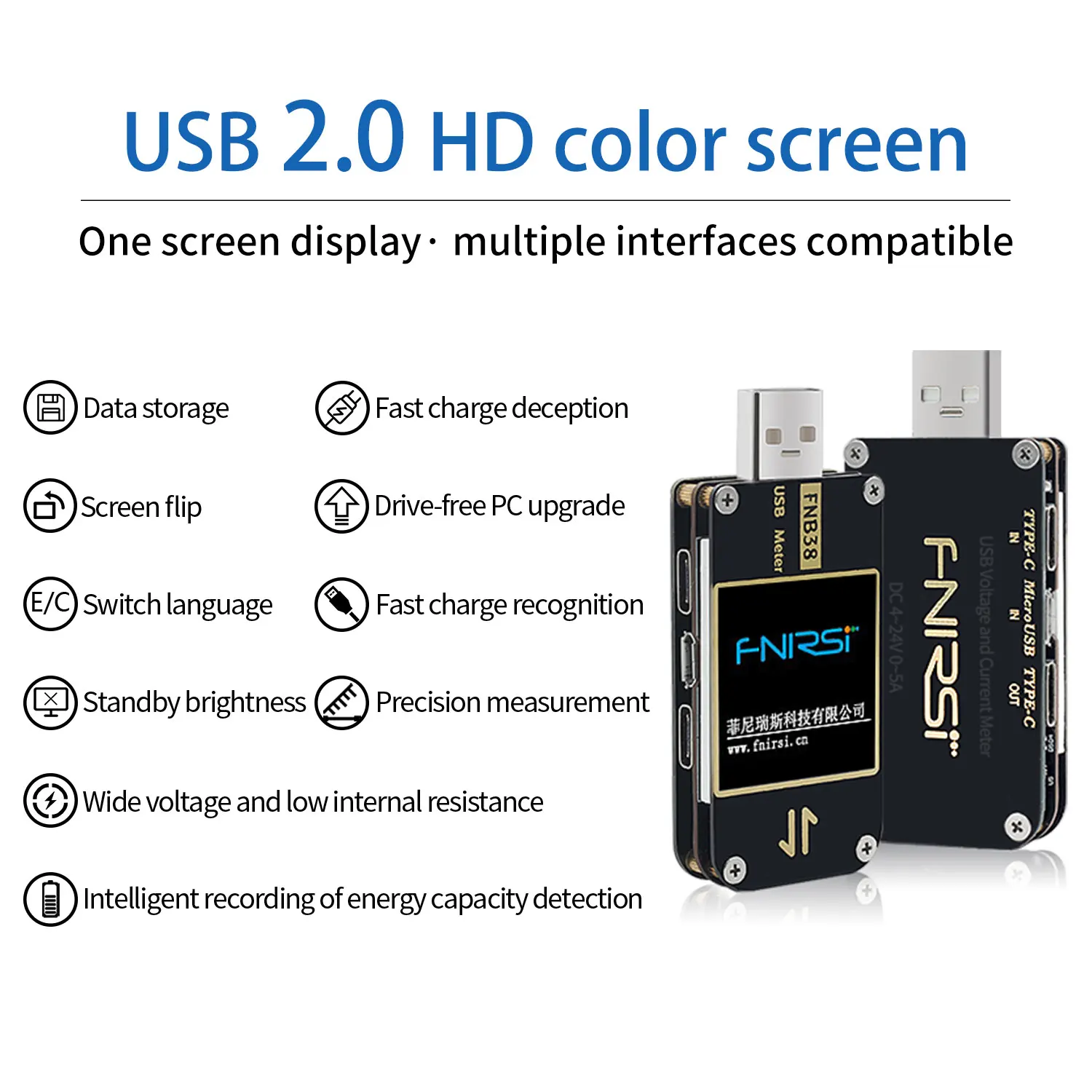 
FNB38 Current And Voltage Meter USB Tester QC4+ PD3.0 2.0 PPS Fast Charging Protocol Capacity Test 