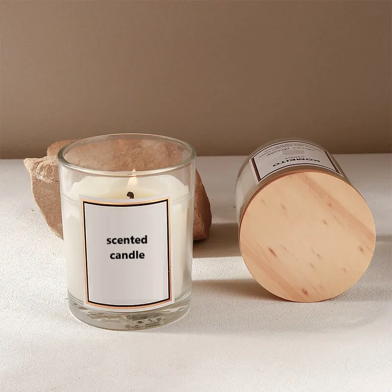 Wholesale luxury  8oz 10oz 14oz iridescent extra large candle vessel clear glass candle jar with lids