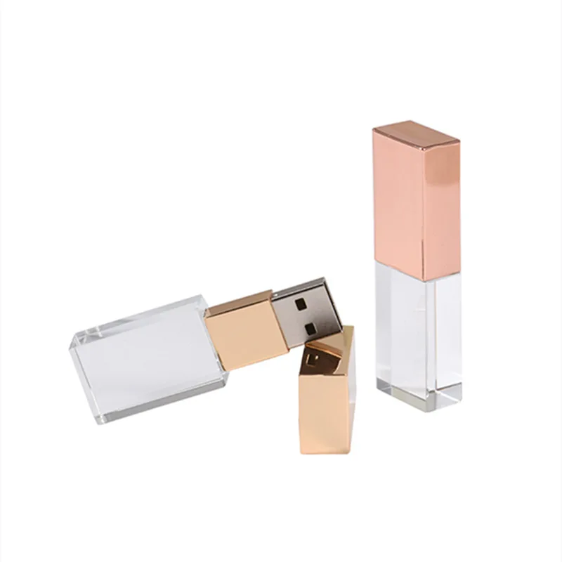 Factory Rose Gold Cube Port Usb Flash 64Gb Crystal Pen Drive