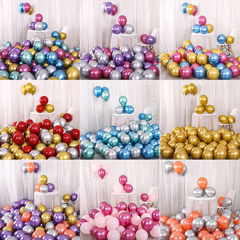 Glossy Metal Pearl Latex Balloons Thick Chrome Metallic Inflatable Air Balloons Globos Metalicos Birthday Party Decoration