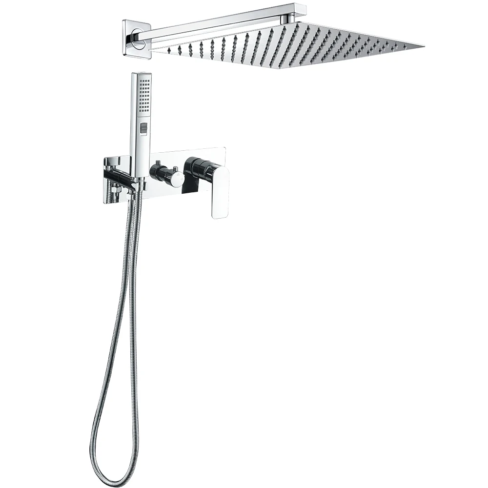 chrome silver color n wall hotel bathroom shower mixer hidden concealed rainfall shower faucet square bathroom shower sets