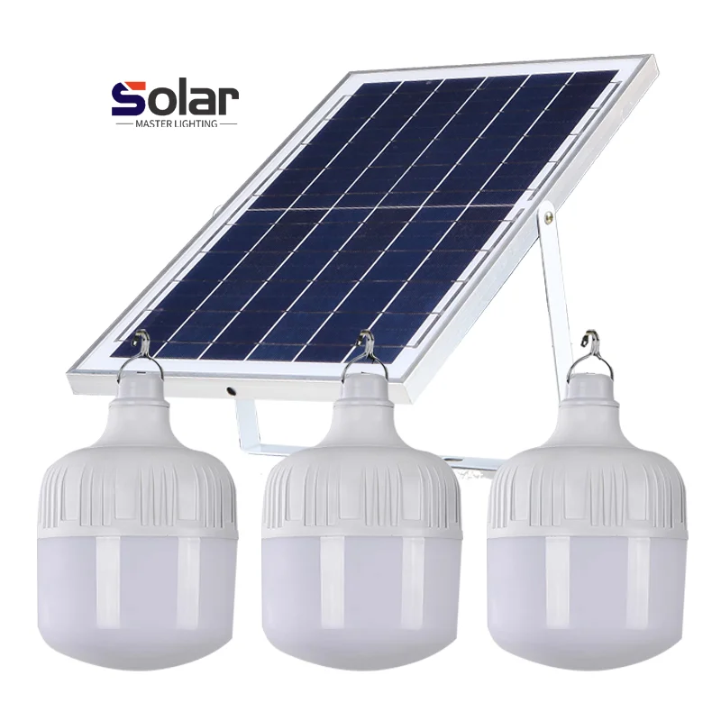 Remote control lamp led solar light bulb Rechargeable 300 Wattage Emergency Outdoor solar panels Smart Led Bulb