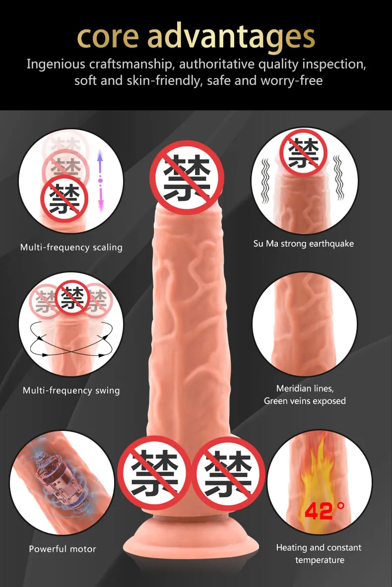 Soft Big Cock Penis Women sex toy Suction Cup telescopic swing penis wireless remote control silicone vibrator Dildo