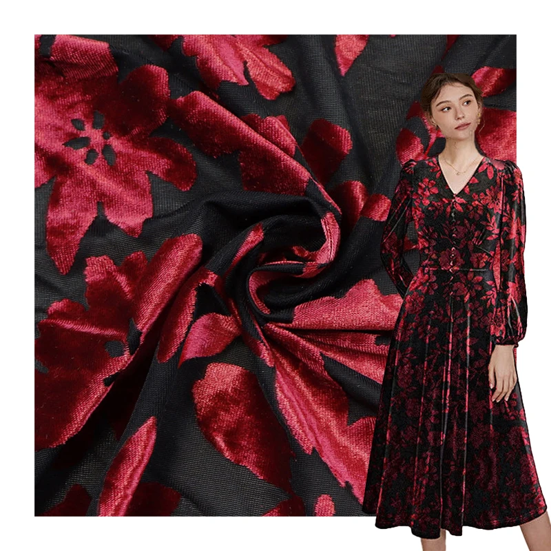 Fashion high quality fabric beautiful and graceful comfortable texture knitted burnt velvet fabrics for clothing