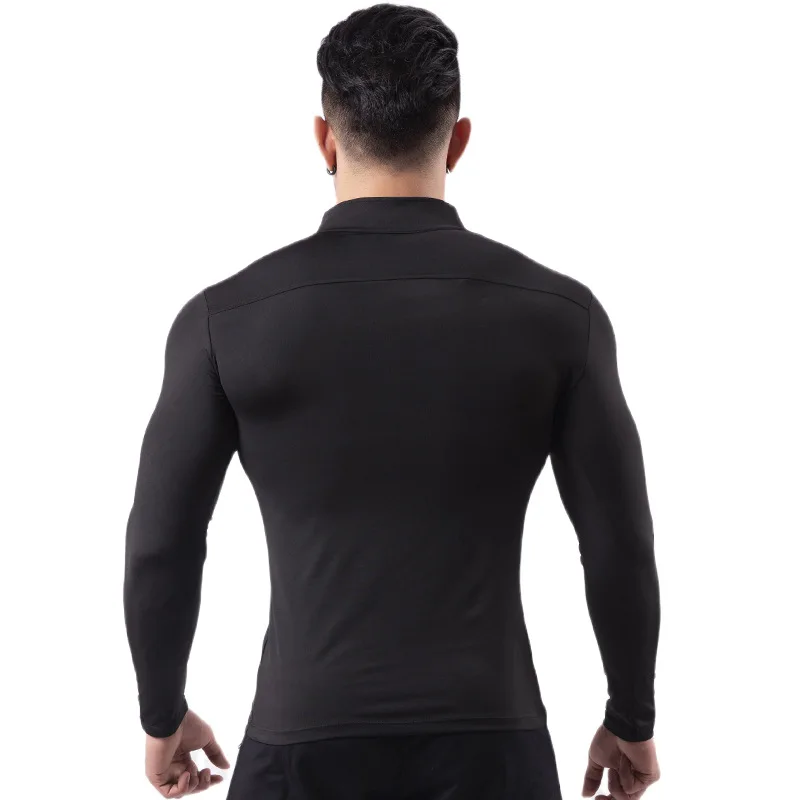 1/4 zipper Men Active Quick Dry Crew Neck T Shirts | Athletic Running Gym Workout long Sleeve Tee Tops