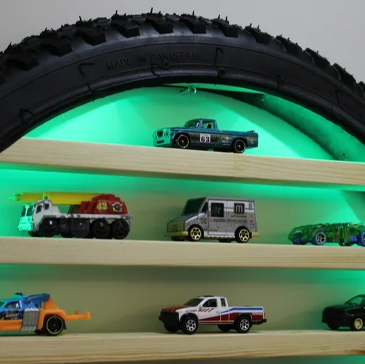 Unique Wall Art Floating Hot Wheels Display Tire Shelf Toy Car Garage Toy Car Organizer For Toy Car Storage