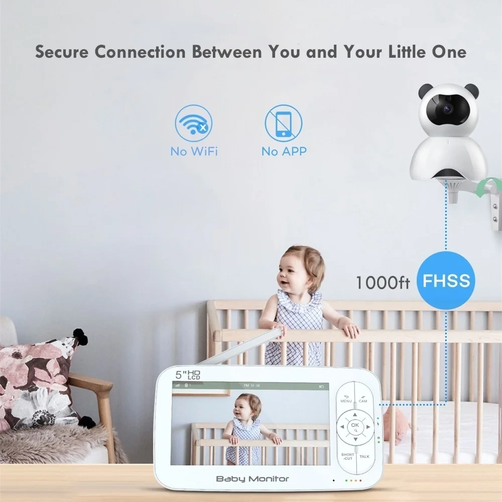 SONIX RTOS Low Power Consumption Long Battery Life Crying Alarm Lullabies VOX Mode Full HD 720P 1080P Baby Monitor with Camera
