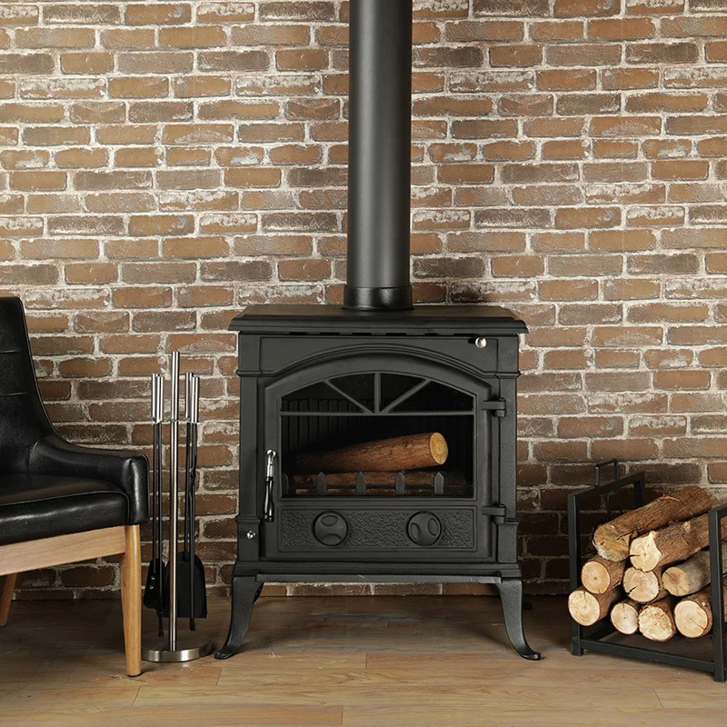 Winter Wood Burning Fireplace Indoor Cast Iron Stove With Glass Door
