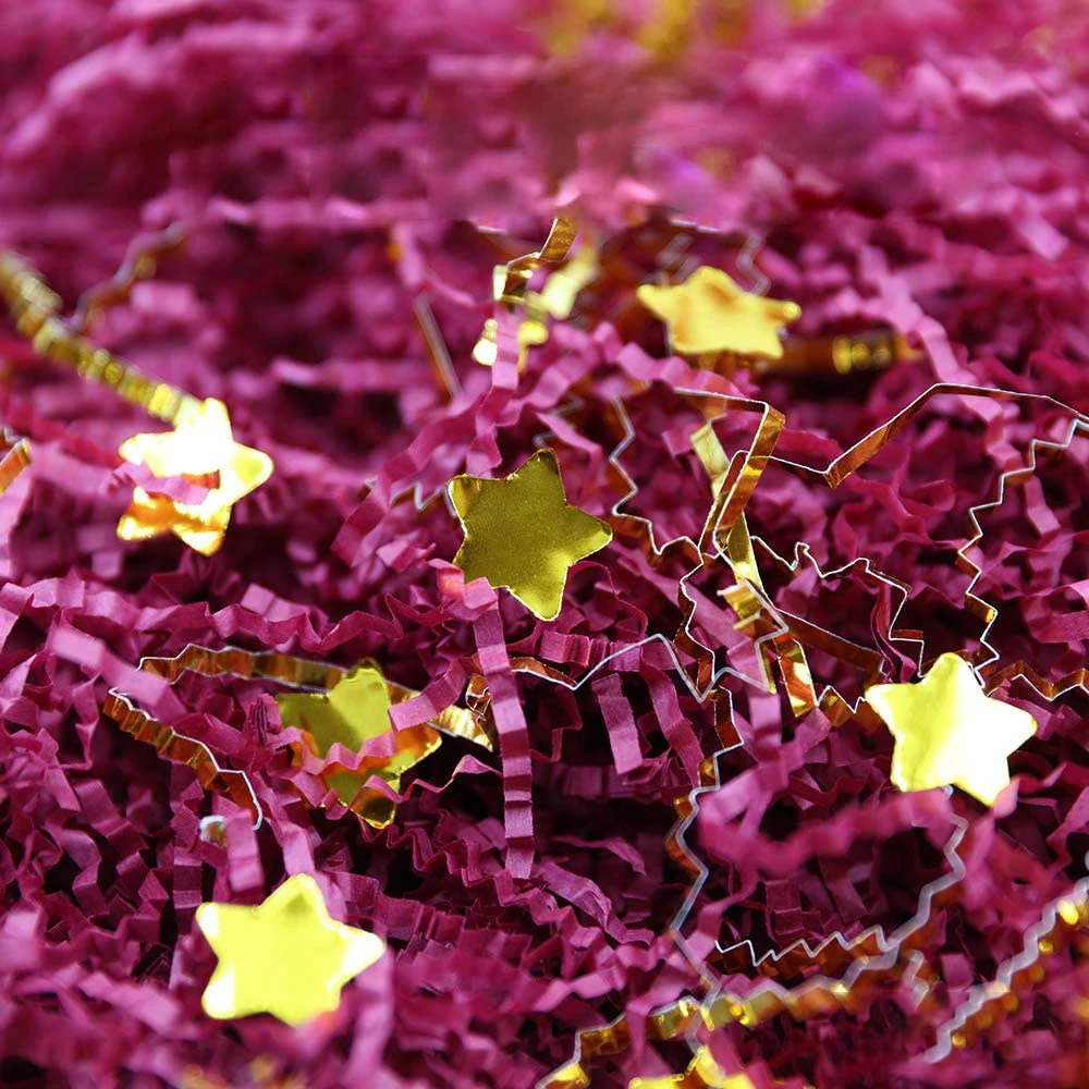 Wholesale Box Filling Shredded Tissue Paper Gift Box Filler Strands Shreds Basket Filler Paper Crinkle Cut Paper with Stars