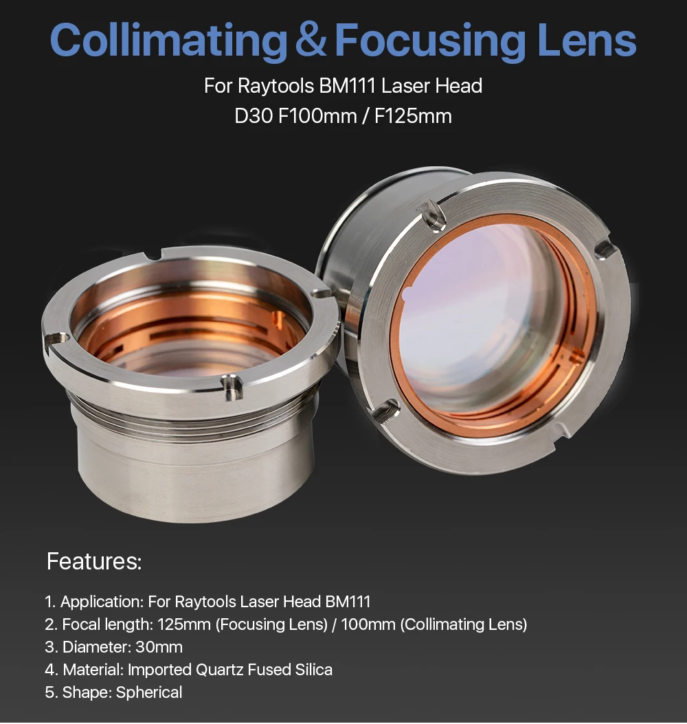 ZP  BM111 Fiber Laser D30 Collimating  Focusing Lens for 4KW Light Cutter Laser Cutting Head