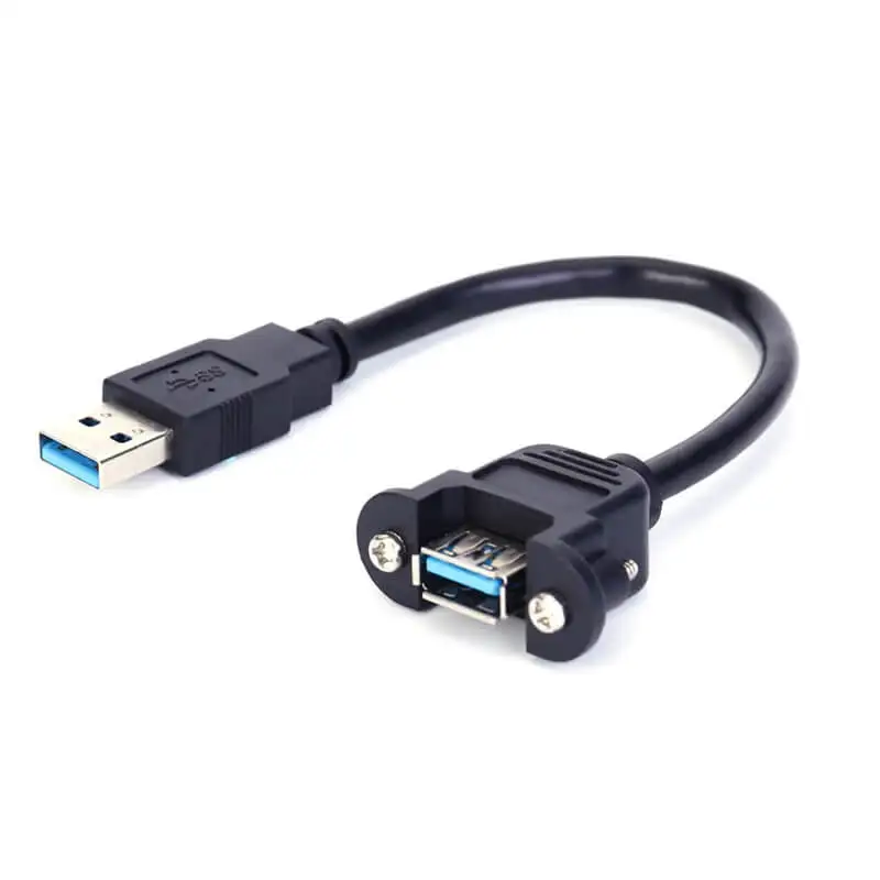 New USB3.0 Male to Female Extension Cable with Ears can be Fixed Various Chassis/Cabinets/Panels USB Extender W/Screw nut