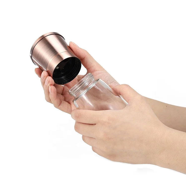 304 Stainless Steel High Quality Copper Good 170ml Glass Jar Ceramic Sat and Pepper Grinder Seasoning Spice Mill