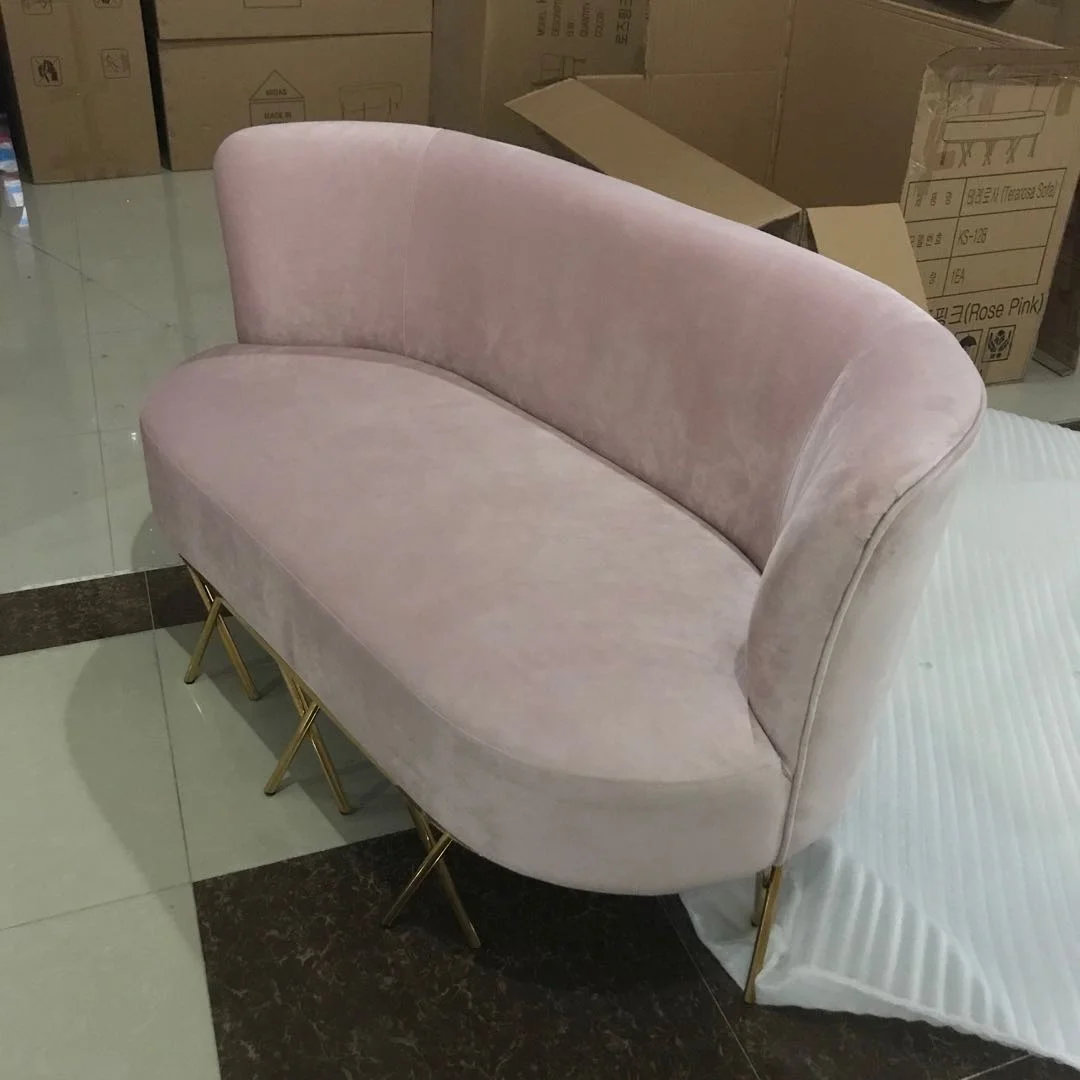 
Luxury Lifestyle Visionnaire Home Contemporary Living Room Furniture Pink Gold Brushed Velvet Sofa Lounge 