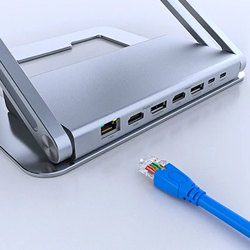 Ergonomics Laptop Stand with USB-C Dual Display 13-in-1 DisplayLink Docking Station