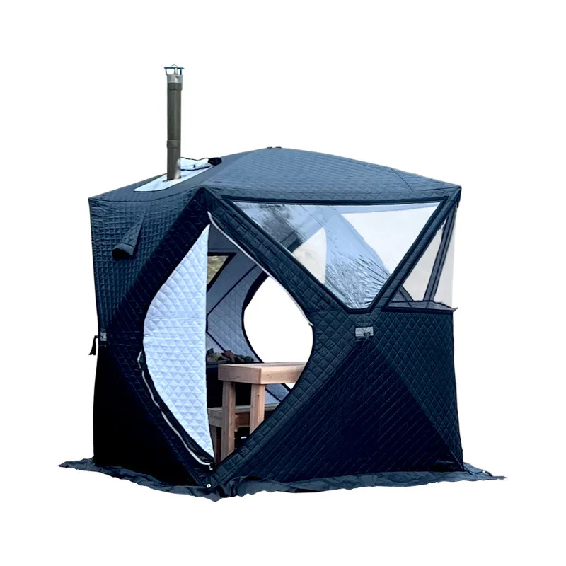 Top Quality Pop Up Camp Sauna Tent Room Portable Hiking Insulated Camping Ice Cube Winter Fishing Tent Extra Large Insulated