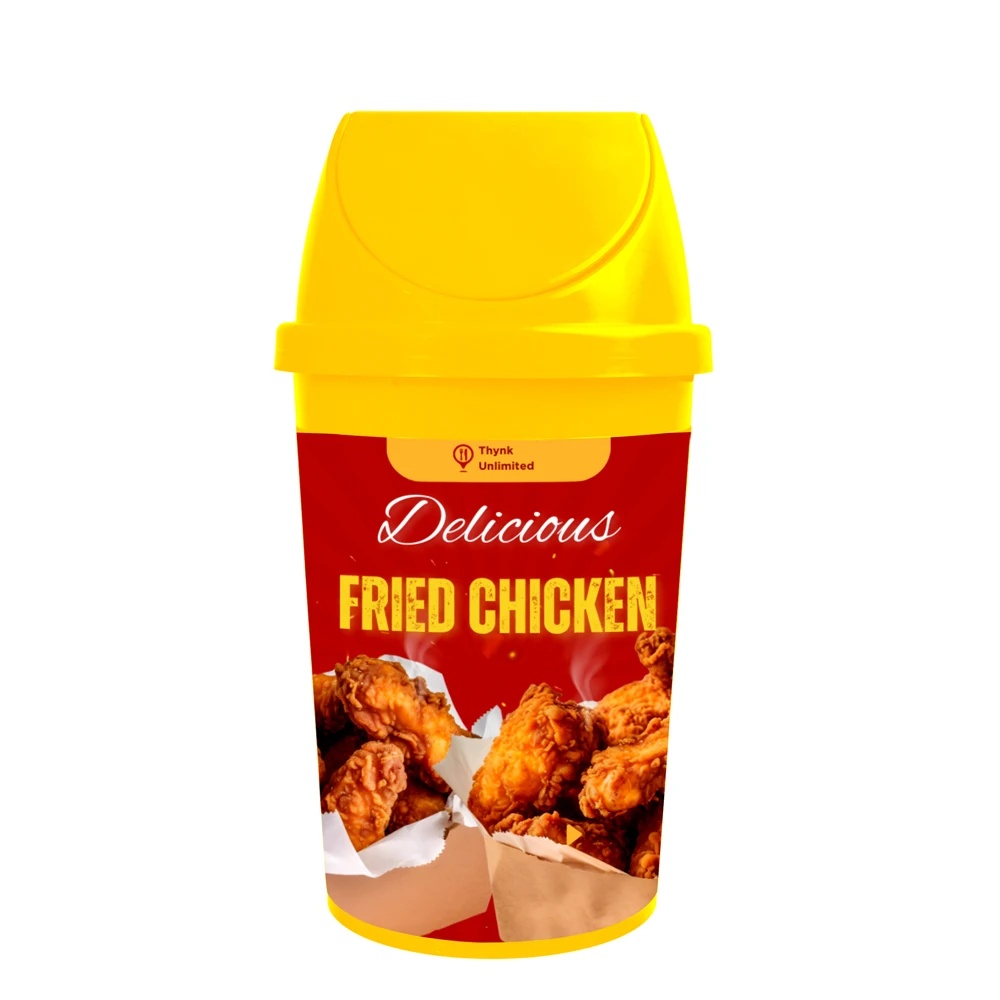 50L Plastic Ice Cream Trash Can Waste Garbage Bin With Swing Lid Round Rectangular Custom Printing