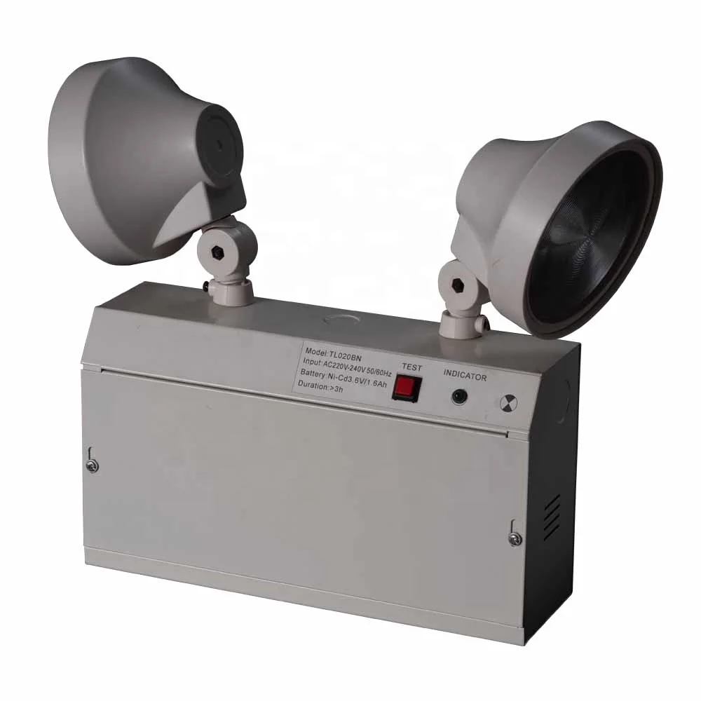 Green LED IP20 Steel Casing PS Diffuser LED Twin-spot Emergency Lamp 2X2.5W LED Rechargeable Light