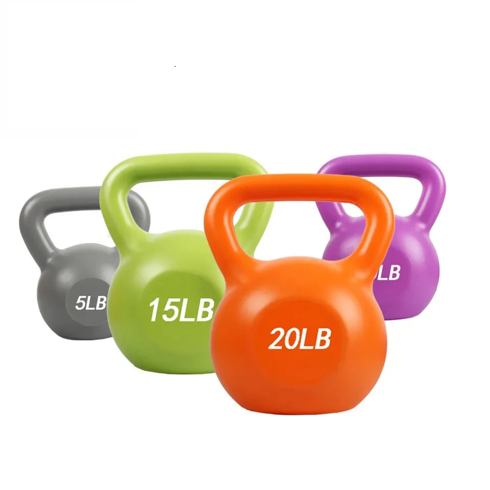 New Type Cement Sand Filled PVC Kettlebell Weightlifting Vinyl Coated Cement Kettlebell For Fitness