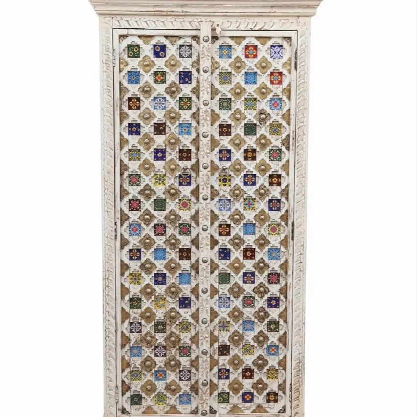 Almira Indian handcrafted Bedroom Storage Cabinet Indian Solid Mango Wood Furniture Hand Carved wardrobe Mango Wooden