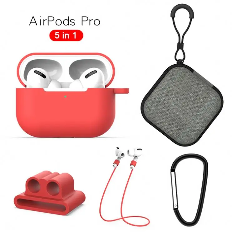 Силиконовый чехол для AirPods Pro, защитный чехол для AirPods Pro, набор аксессуаров для наушников с ремешком, сумка для хранения