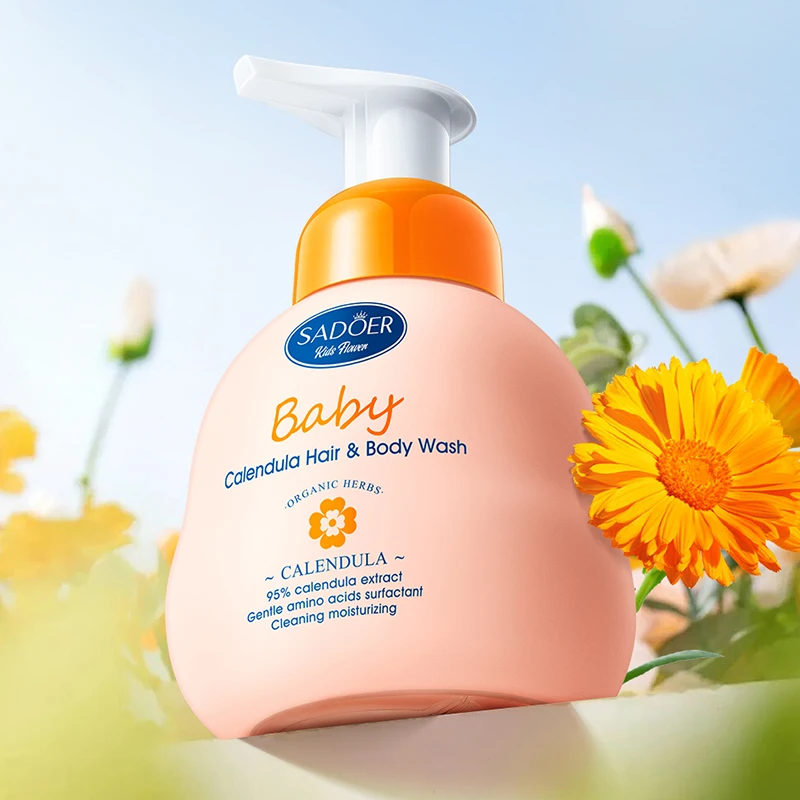 OEM SADOER Wholesale Natural Calendula Amino Acid 2 In 1 Kid Shampoo And Shower Gel Children Care Cleansing Nourishing Body Wash