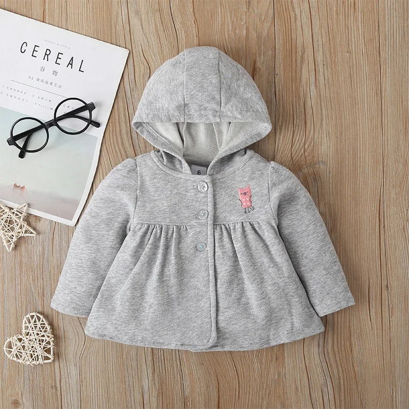 OEM Solid Color Hooded Coat Baby Girls Wholesale Clothes Baby Rompers 3 Pieces Set Toddler Clothing