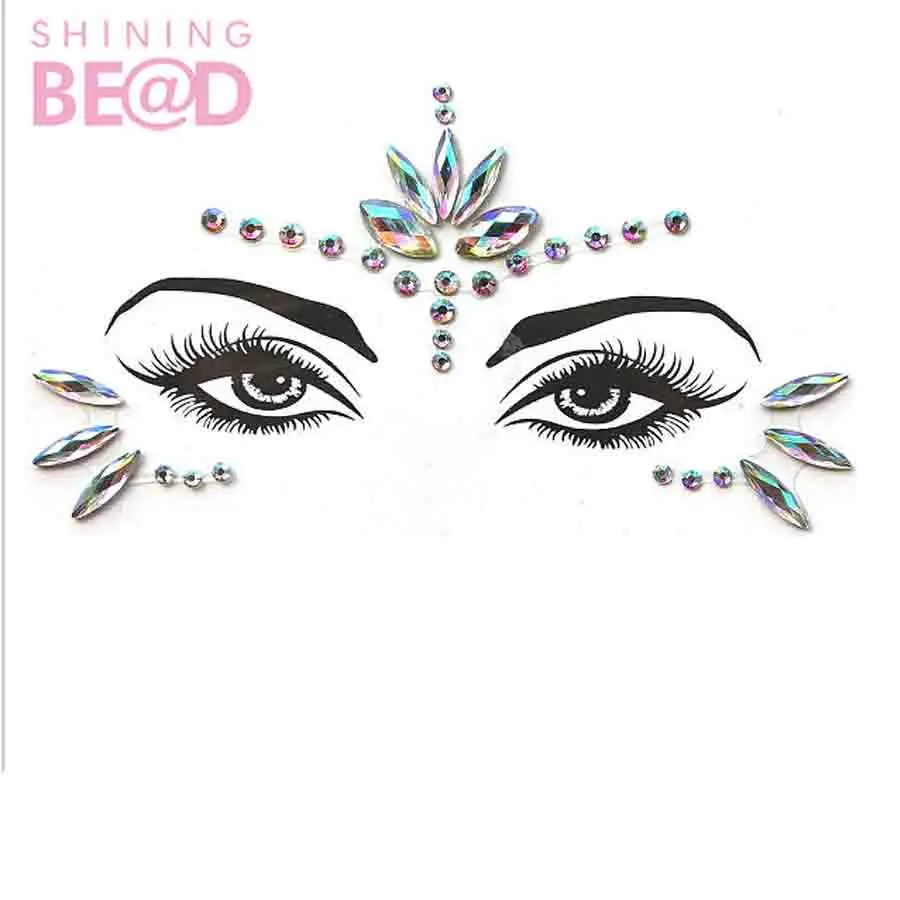 Eco-friendly Face Crystal Sticker Jewelry Rhinestone Body Gems Temporary Tattoo Sticker Carnival Makeup