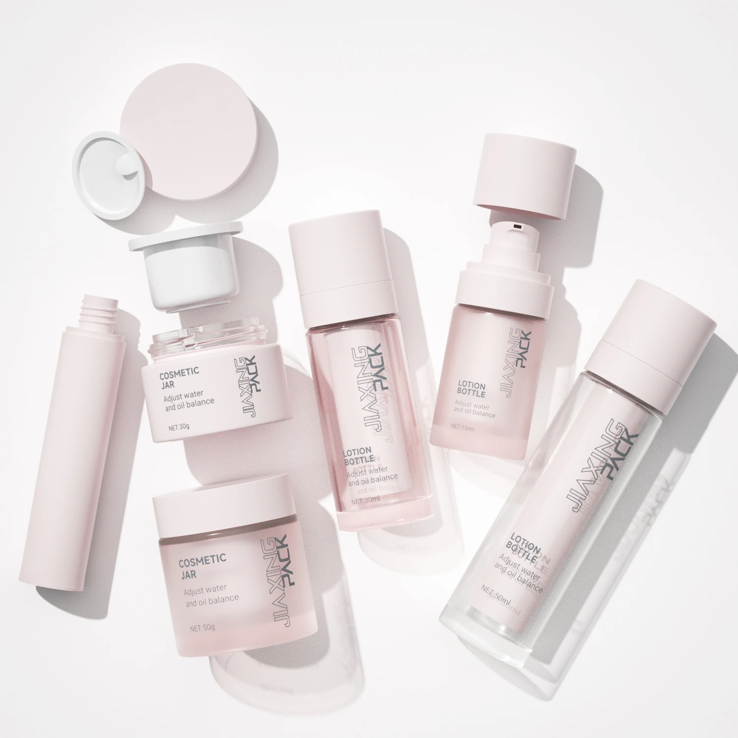 Luxury glass custom frosted cosmetic bottle jar packaging containers for skincare lotion serum toner moisturizing  cream set