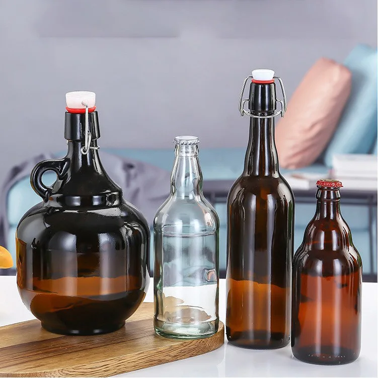 250ml 275ml 330ml 1 Liter Beer Bottles empty glass wine bottle amber blue transparency Beer Bottles 330ml Green Amber Glass