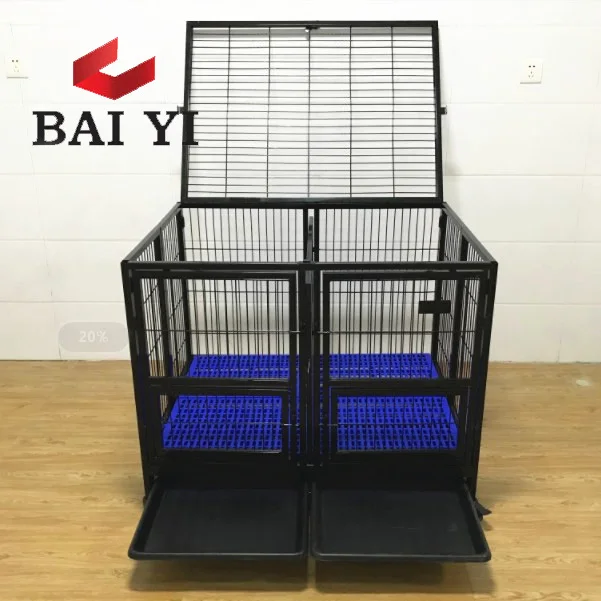 Baiyi Direct Sale Heavy Duty Square Tube Dog Cage With Wheels