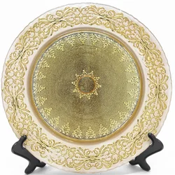 Luxury Royal Hotel Dinning Glass/Plastic Tableware 8/11/13 inches Glass Gold Charger Plates For Wedding Party