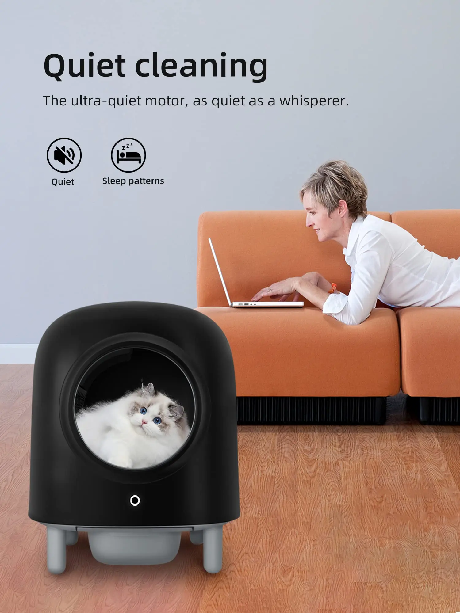 Wholesale Electric Smart Home Petree Pet Self Cleaning Automatic Self Clean Black Cat Litter Box Toilet For Small Cats