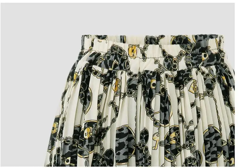 Factory OEM ODM Girl Skirt Women Summer Pleated  High Waist Chiffon Print Women Skirt