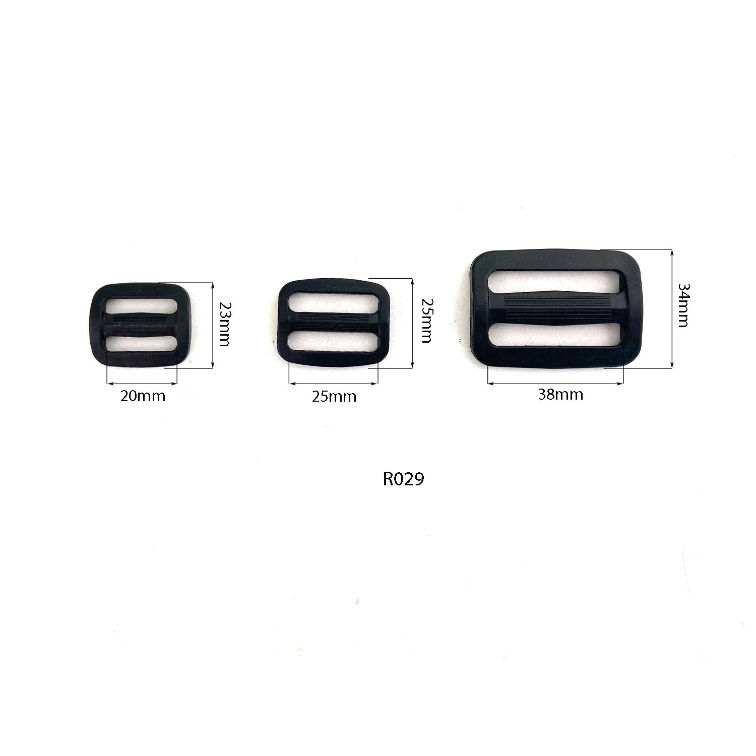 Hot Sale Black Adjustable Buckle Plastic Tri-glide Slides Buckles for Webbing Adjuster Sliders Plastic Strap Tri-glide Buckle