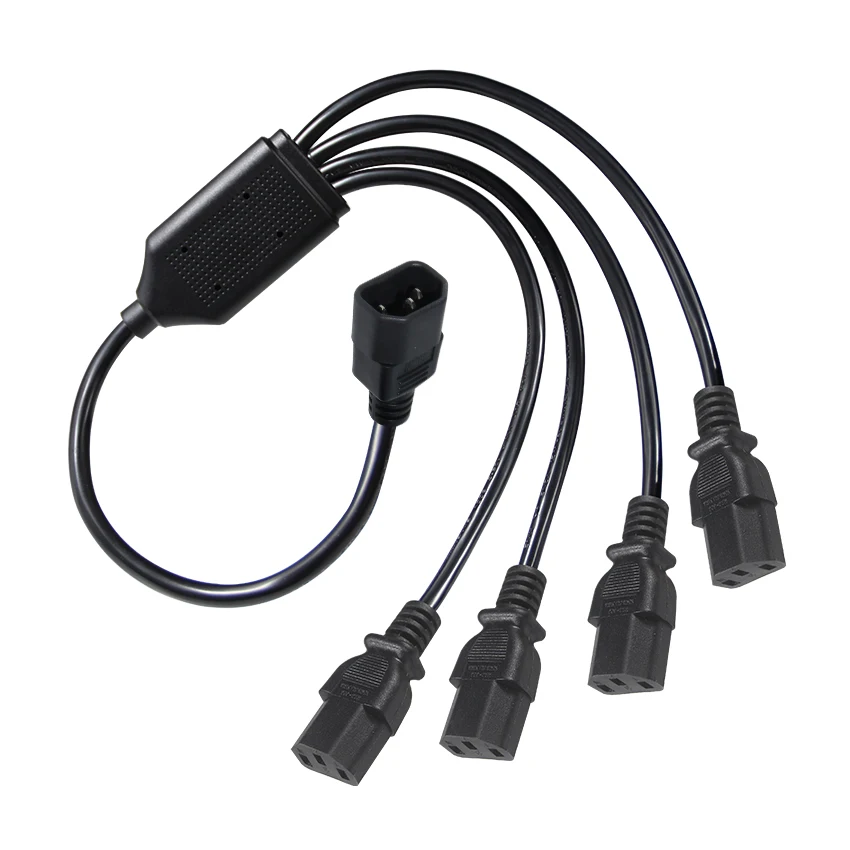 Universal Iec Male C14 To 4 X C13 Socket Y Splitter Extension Ac Power Cord For Pdu Computer