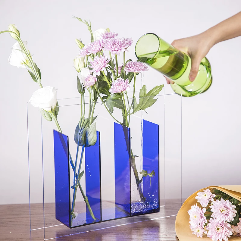 New Creative Acrylic Vases Home Wedding Decoration Plexiglass Flower Vase Modern Clear Acrylic Vase