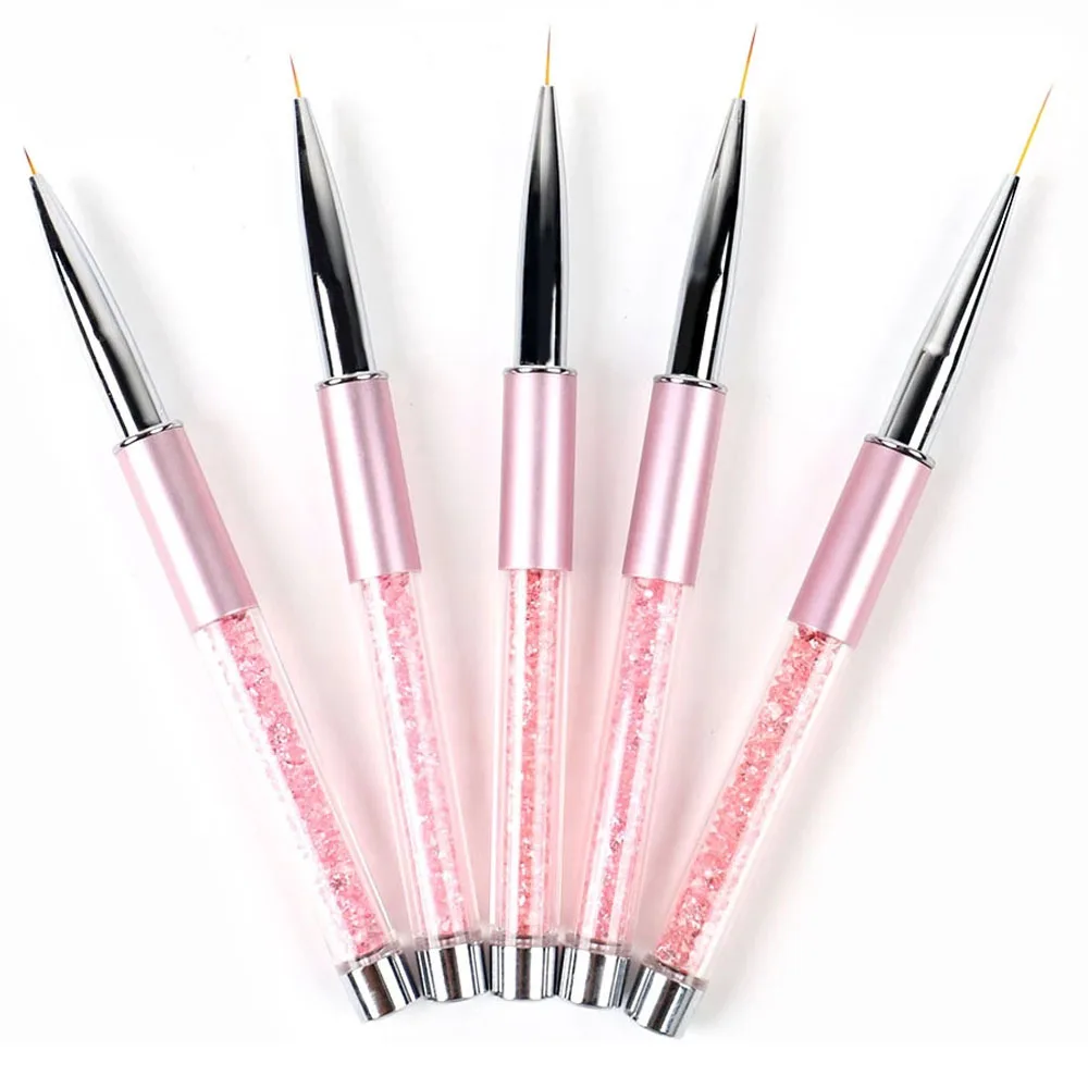 Lootaan Matte Pink Metal Handle Custom Logo Nail Gel Brush Fine Liner Bulk Nail Liner brush for manicure