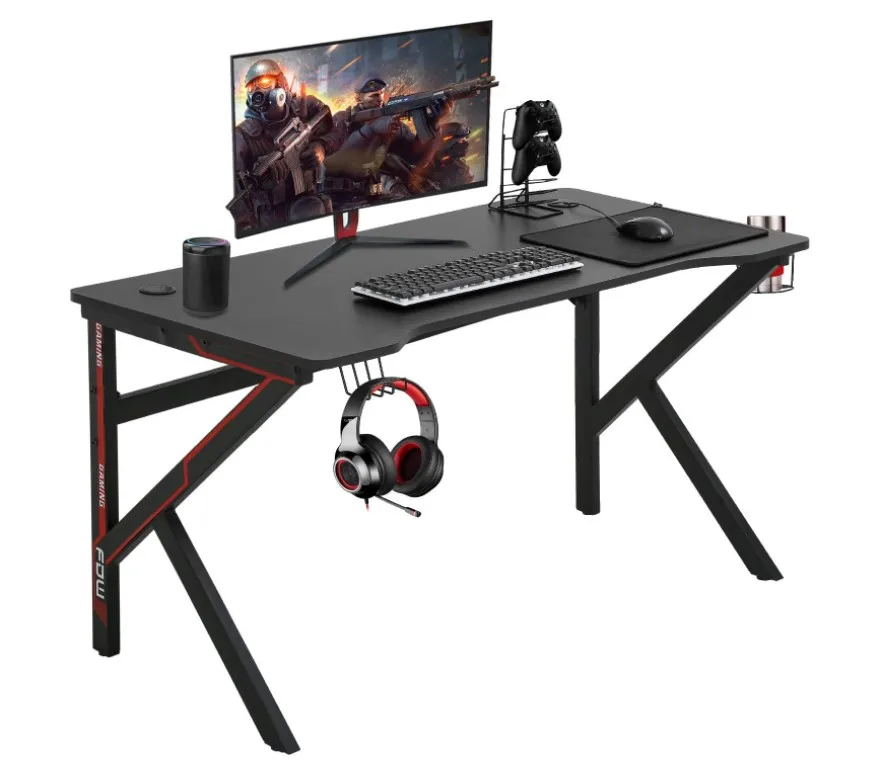 Greenfield Furniture Modern Gaming Table PC Desk Carbon Fiber Top Metal RGB More Colors LED Gaming Desk