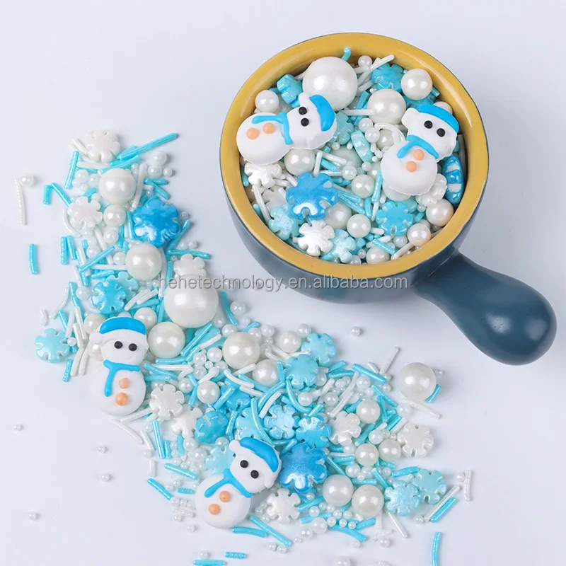 Fashion Bottled Blue Snowman Royal Icing Christmas Sprinkles Mixes Biscuit Cake Decoration Edible Cake Topper
