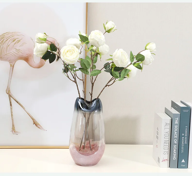 New Product Three Flower Head Handmade Cloth Artificial Rose Flowers For Home Holiday Decoration