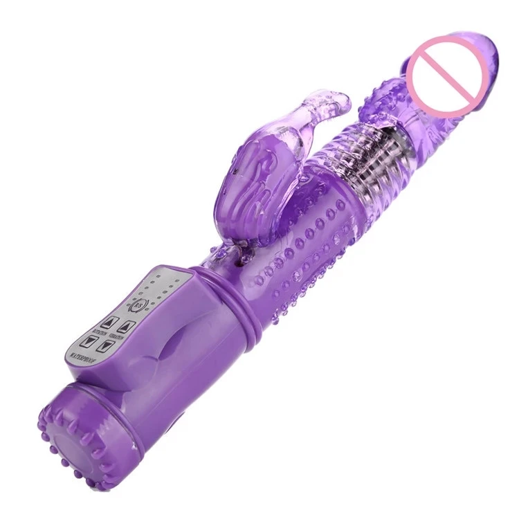 Low Cost Battery 30 frequency Swing Crystal Rod head Vibrator Rotating Rabbit Vibrator