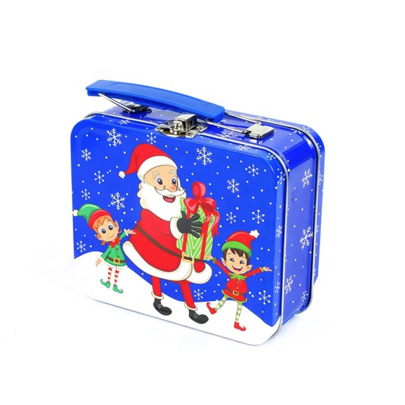 Custom  Metal Cartoon Box Lunch Tin Box With Handle and Lock for Gift and Toy Packing