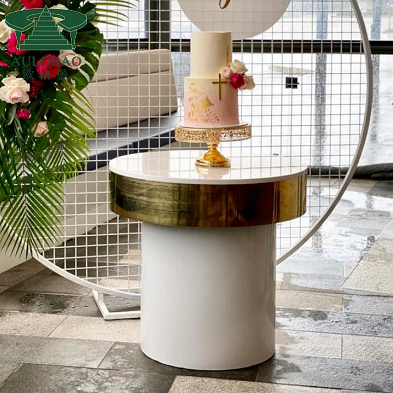 Свадебное украшение, Золотой металлический круглый элегантный свадебный стол для торта