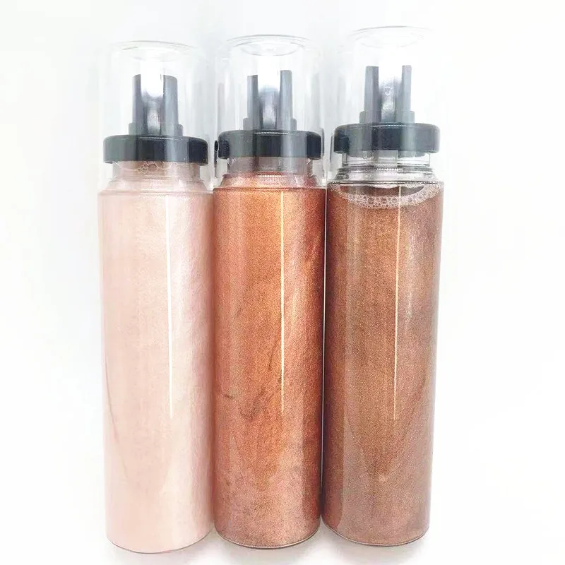 
5 Colors no brand wholesale makeup body shimmer glitter highlighter spray 