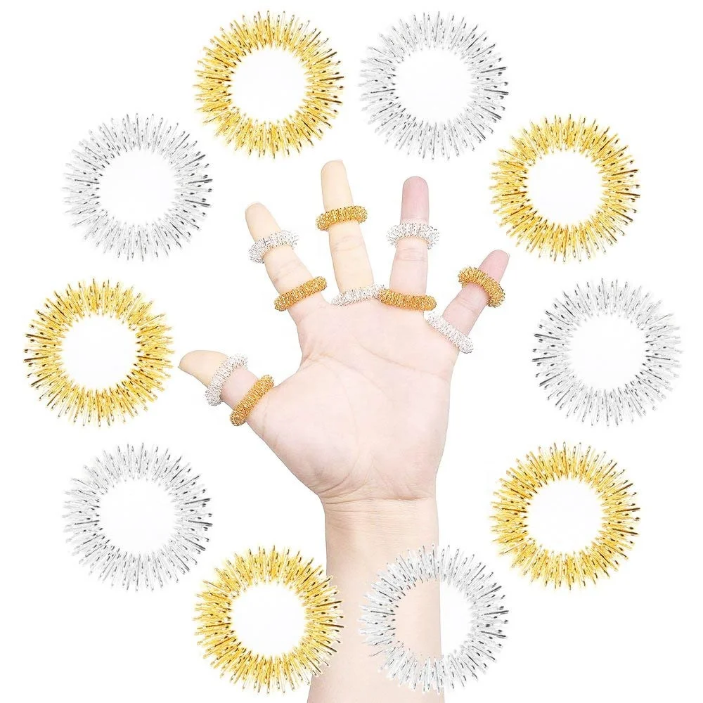 Stainless Steel Finger Massage Ring Acupressure Health Care Body acupressure Sujok Finger Ring relax Hand Blood Circulation