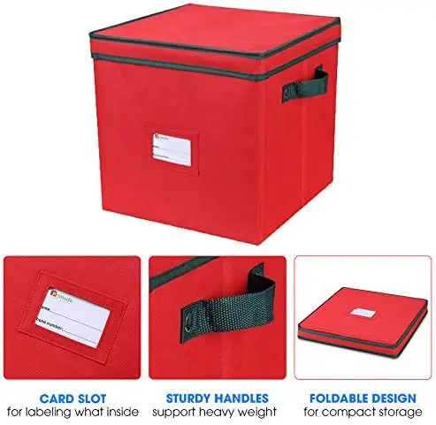 Christmas Ornament Decorations Accessories Storage Box Organizer, 4 Layers with Dividers, Fits up to 64 Ornaments Balls