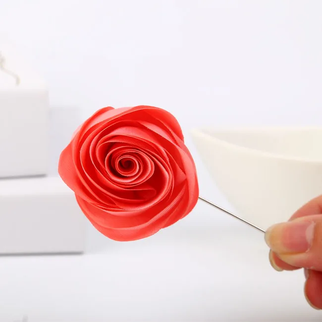 xiamen handmade flower webbing chiffon brooch pin