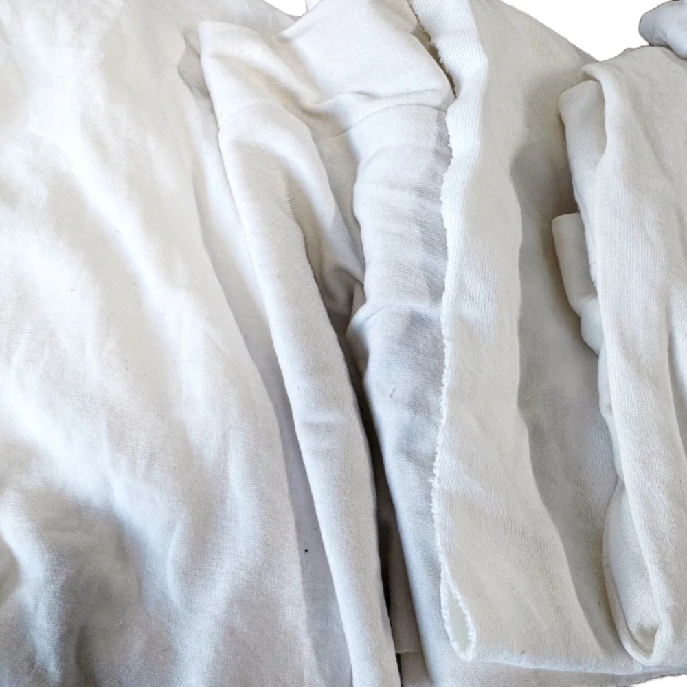 100% Cotton Pure White Terry Fabric T-Shirt Cleaning Cloth Knitted Industry Use