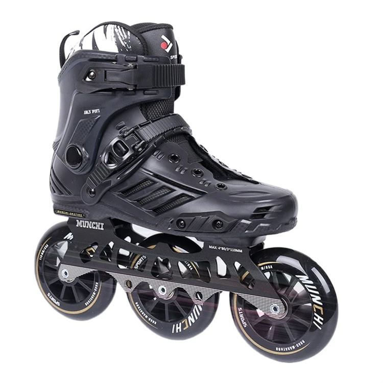Popular in 2024 Roller Skate Shoes 85A 110mm*3 Wheel Black Speed Skating for Outdoor