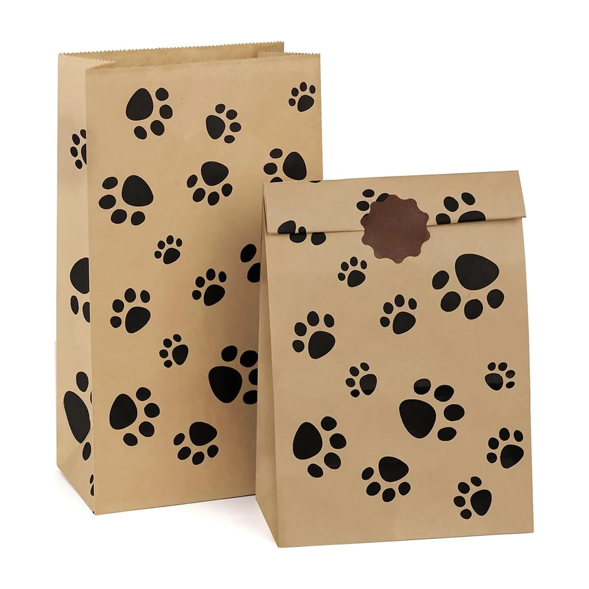 Biodegradable Lunch Dog Paw Print Block Bottom Brown Cowhide Oem Wholesale Price Paper Bags For Watches